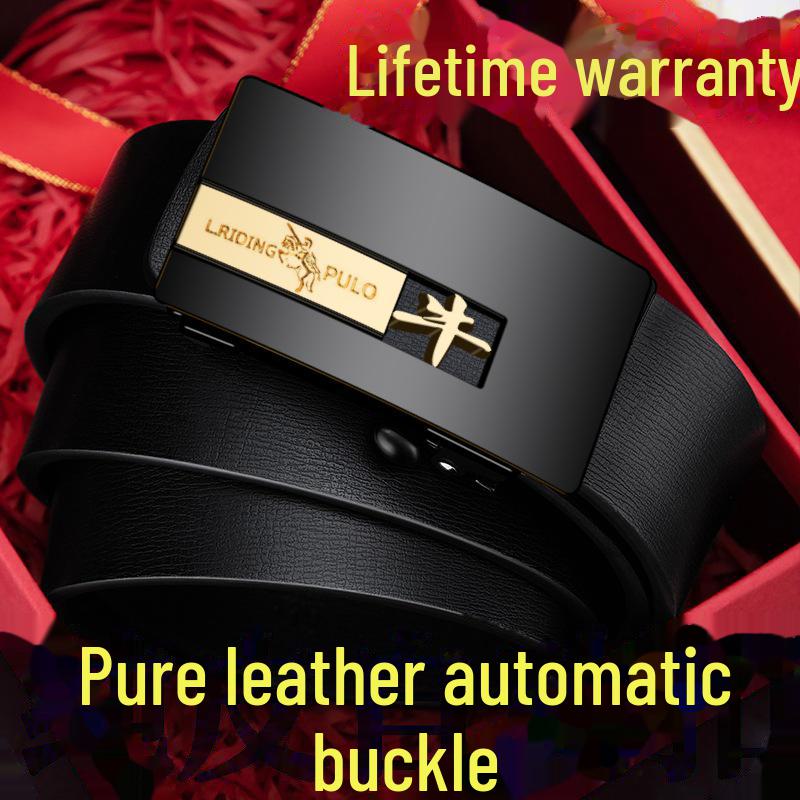 Paul Men's Genuine Leather Automatic Buckle Belt - Versatile Fashion for Business
