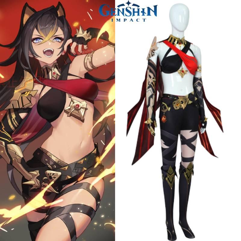 Impact Genshin Dehya Cosplay Costume Suit Game Anime Sexy Party Outfit Halloween