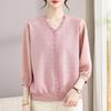 Chic Spring Gauze Sleeve Top for Stylish Middle-Aged & Elderly Women - Summer 3/4 Sleeve T-Shirt