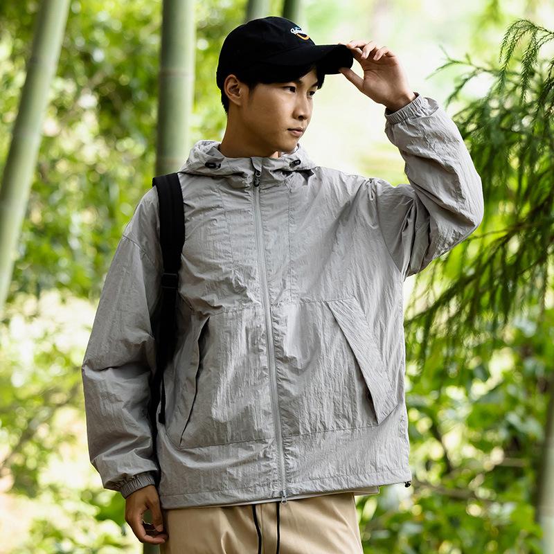 Outdoor Jacket Men's Spring and Autumn Couple Wear Warm Single Coat Thin Jacket Sports Windbreaker Belt Reflective Strip