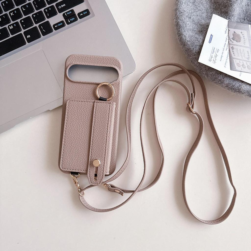 Ring Crossbody Wrist Strap Wallet with Card Holder Phone Case for Google Pixel 9 8 7 6 Pro 8A 7A 6A 5G Leather Shockproof Cover