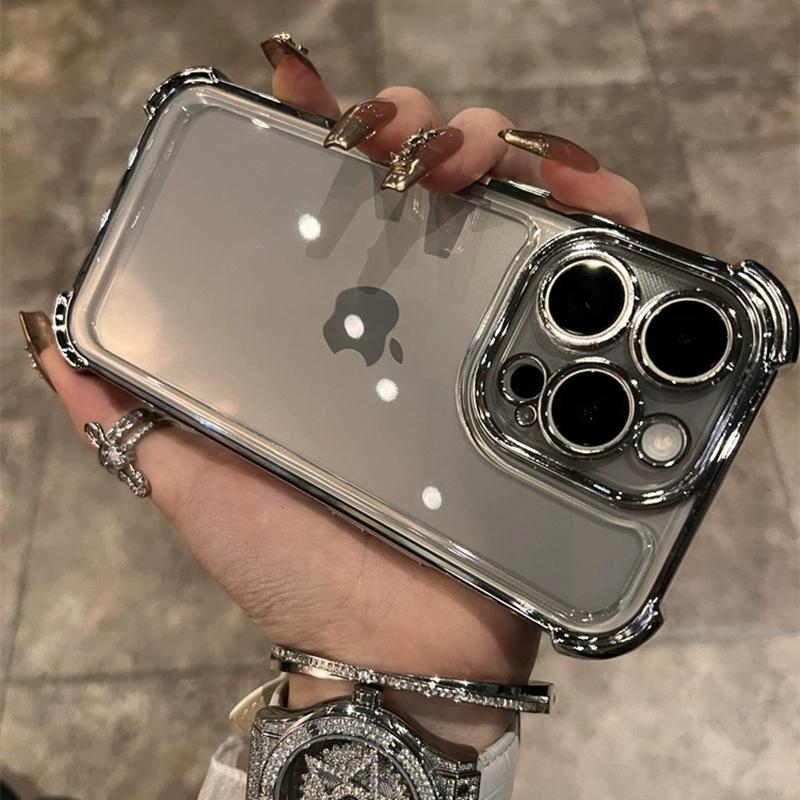 Luxury Electroplate Transparent Phone Case For iPhone 15 14 13 12 11 Pro Max Plus X Xs XR Max Bumper Shockproof Clear Cover