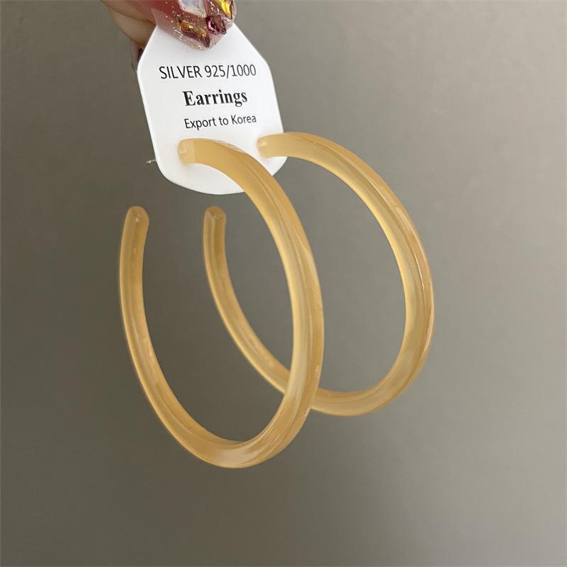 C-shaped Large Hoop Earrings - Geometric Circular Stud Earrings with Stylish and Casual Ear Hooks