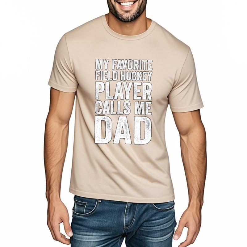 Workout Boys Crew Neck Tshirt Brand My Favorite Field Hockey Player Calls Me Dad Basic For Unisex Teeshirt Quick Dry Shirt