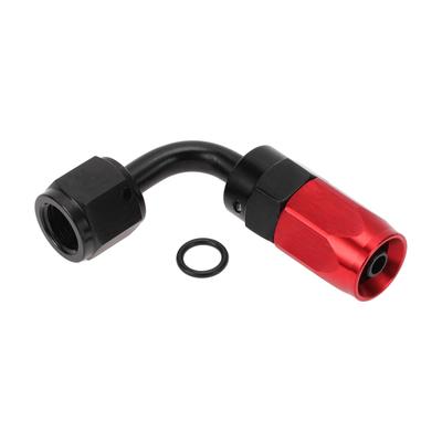 Um Adaptador de Mangueira Redutora de Flange Fêmea ABSOPRO TF-1001-AN4 90° Conector de Linha de Combustível com O-Ring de Alumínio Vermelho, Preto