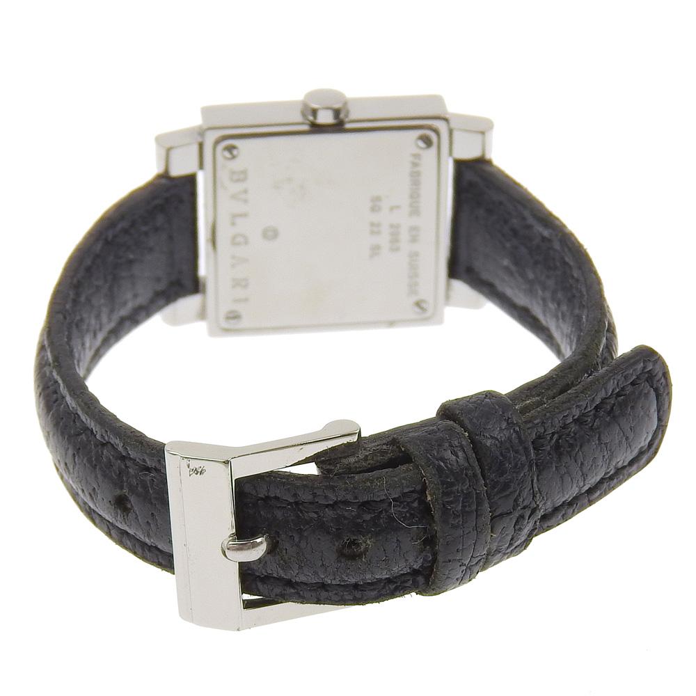 Bvlgari Quadrat Watches SQ22SL blackDial Stainless Steel/Embossed Leather Quartz Analog Display Women Used