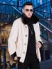 Men's 2025 Fashion Square Collar White Mink Fur Coat - Trendy Imitation Mink.