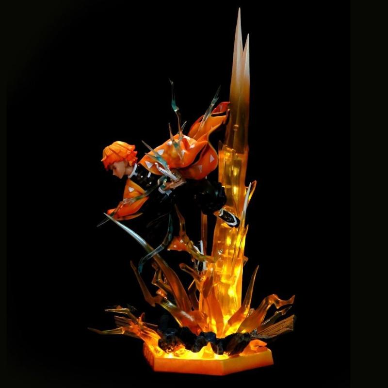 

35cm Demons Slayers Agatsuma Zenitsu Action Figures Thunderclap and Flash Effect Anime Kimetsu No Yaiba Figurine Model Toys Gift With BOX