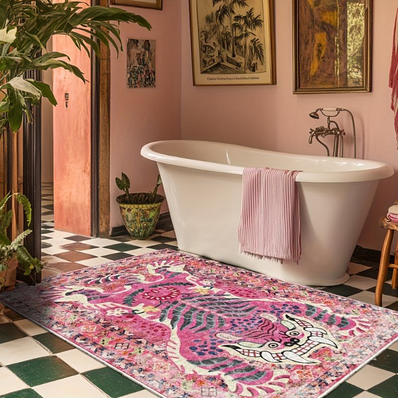 Bottom Washable Tibetan Tiger Carpet Tibetan Tiger Persian Ethnic Style Kitchen Living Room Bedroom Mat Washable Area