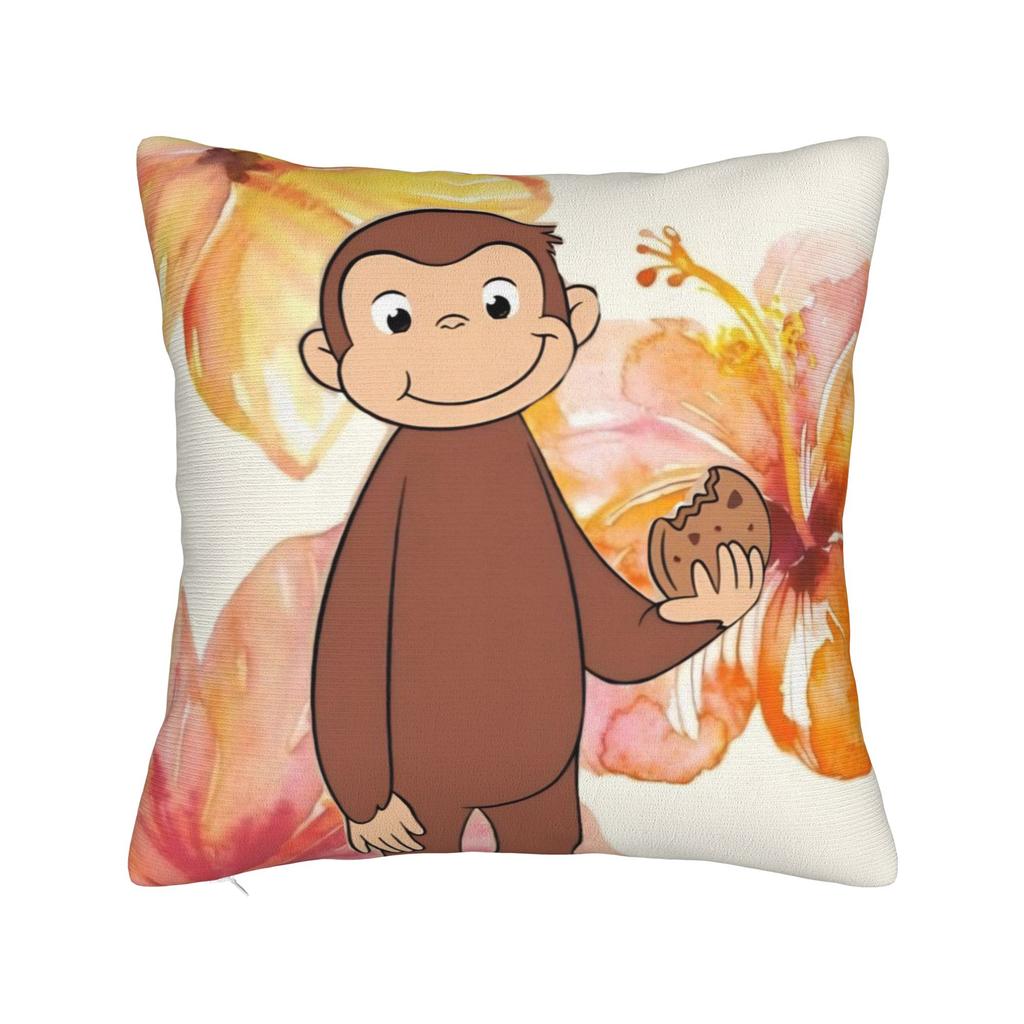 Decorative Pillow Covers Curious George African Monkey  Stuff Car  Pillow Case Cover Zipper MultiSize