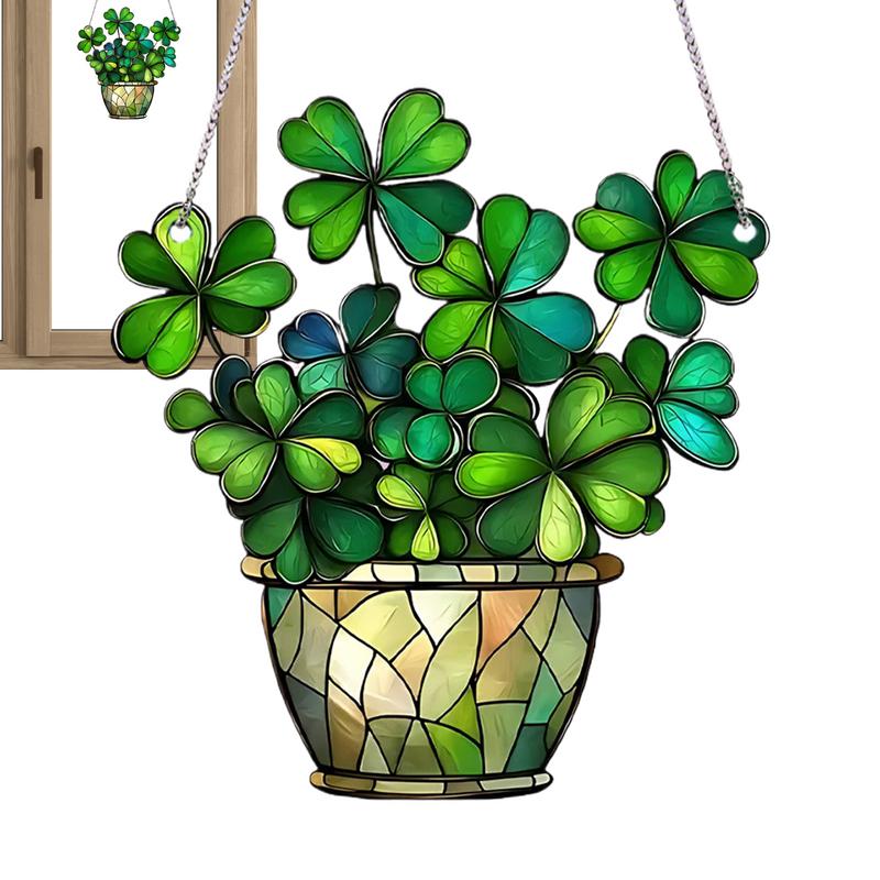 

St Patricks Day Tree Decorations Irish Ornaments Car Pendant Window Decor Acrylic Pendant Lucky Sign Four Leaves Clover Home China Mainland