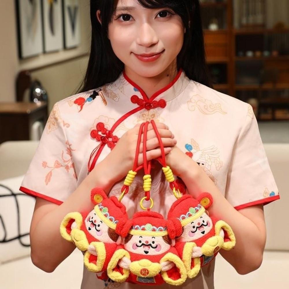Yuan Bao Wealth God Keychain Creative New Year Mascot New Year Plush Pendant  Car Decoration