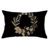 Black Gold Plant Series Waist Pillowcase Peach Skin Printed Sofa Pillowcase Home Fabric Supplies Pillowcase