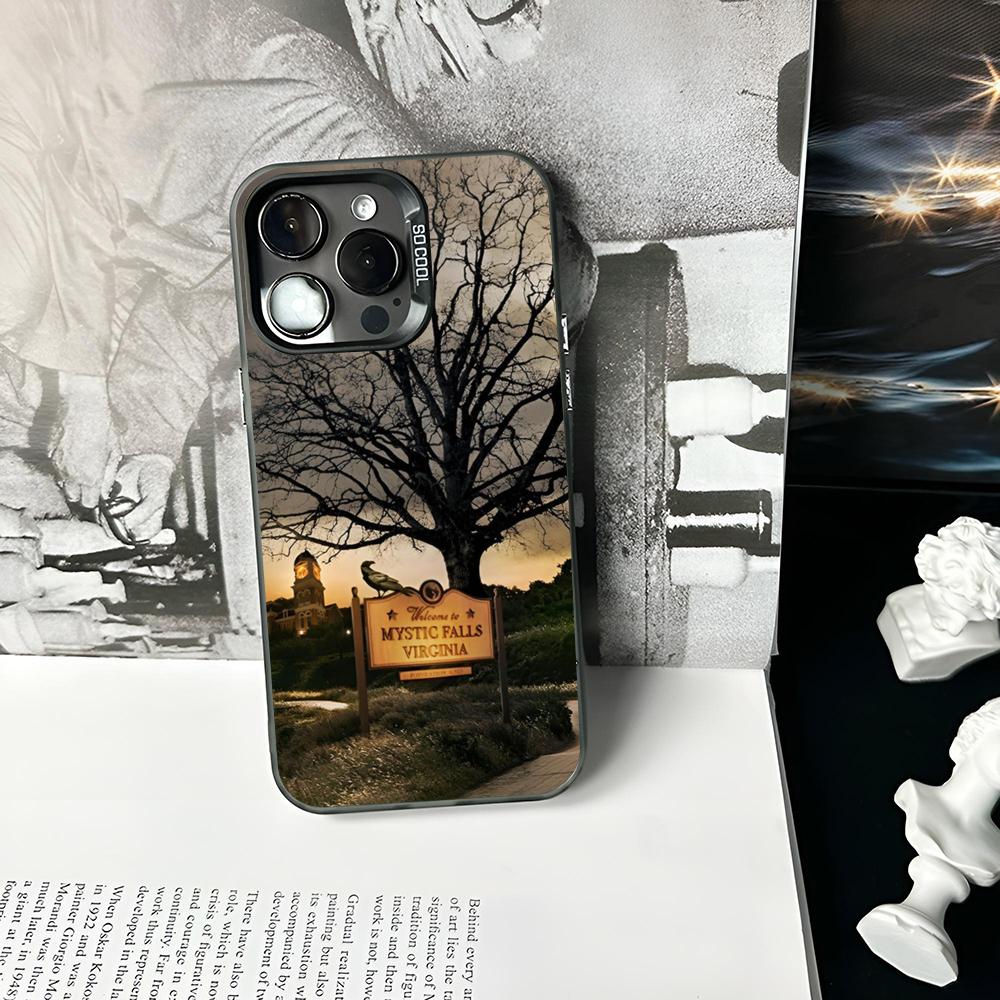 Custodia per Telefono The Vampire Diaries Colore Argento Opaco Per IPhone 16 17 15 14 13 12 11 Pro Max Plus XS X Antiurto Cover Rigida