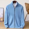 Herren verdickter Woll-Strickjacke Pullover: Halbhoher Kragen, Reißverschluss, Business Casual, Große Größen, Herbst/Winter.