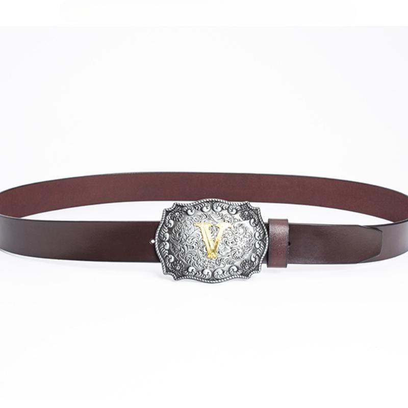 Fashion Personality Western Denim Belt Men's Letter J Smooth Buckle Belt