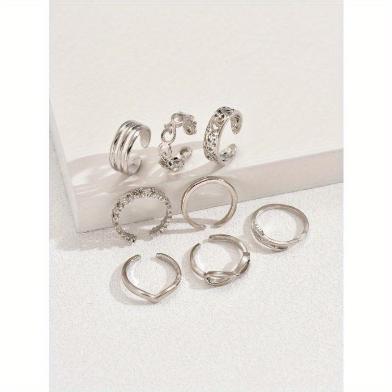 8 Pcs Fashion Style Ladies Stainless Steel Multi-Layer Flower Heart Shaped Foot Ring Suitable for Parties