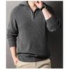 Men Half Zipper Stand Collar Long Sleeve Thick Knit Casual Pullover Sweater