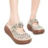 New Soft Leather Shoes for Women, Retro Wedge Heel, Toe Cap, Half-slipper, Hollowed-out Cool Slippers