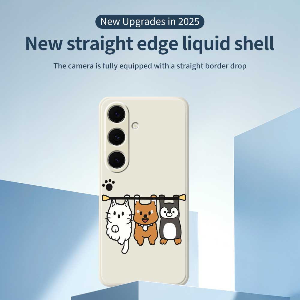 Für Samsung Galaxy S24 FE Hülle Drei Tierpuppen Musterdruck Gerade Kante TPU Handy-Rückseite