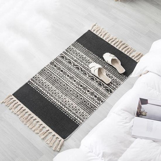 Cotton Linen Tassel Non-Slip Door Sofa Mat Floor Carpet Area Rug Tapestry Decor