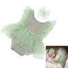 1 Set Photography Outfit for Infant Girls Breathable Romper Dress and Delicate Lace Headband Props for Newborns