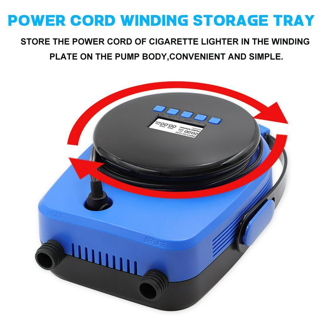 12V 20PSI 3.3ft high pressure Inflatable Electric Air Pump LCD Deflator Sup Boat Paddle Floor Mat