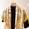 1Pcs 70Cm Fallen Leaf Autumn Yellow Silk Scarf For Women Simulated Silk Elegant Fresh And Versatile Headwear And Clothing