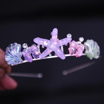 DIEZI Ocean Style Fish Tail Shell Starfish Flower Tiara Crown Women Girls Princess Elegant Hair Dress Party Jewelry Accessories