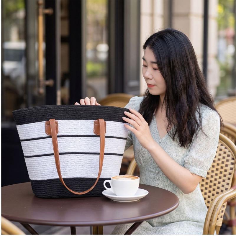 Straw bag women's summer bag fashion tote bag large capacity woven bag bucket bag women's bag
