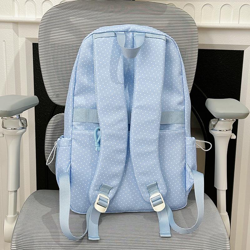 Schoolbag new high-value Japanese ins fresh and sweet polka dot backpack junior high school students lightweight large-capacity backpack
