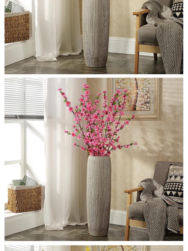 Jarrón de suelo de cerámica moderno europeo: Decoración Minimalista para Sala de Estar, Maceta de Cerámica para Flores, Adorno Grande
