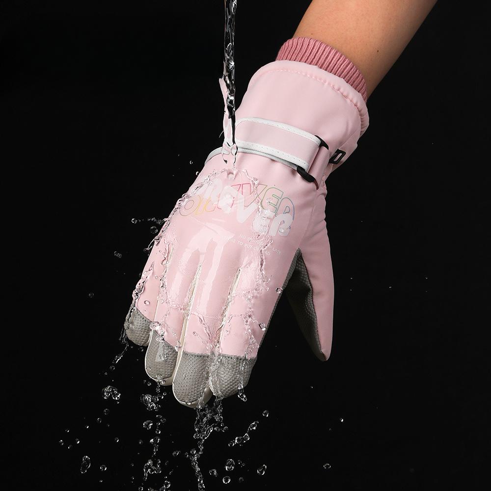 Ski Gloves for Men and Women Outdoor Winter Thickened Windproof Water Splashing Cold and Velvet Touch Screen Riding Warm Gloves