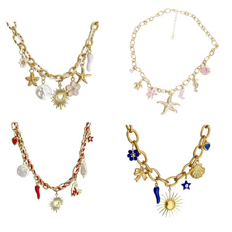 Stainless Steel Jewelry Unique Marine Theme Necklace Rope Chain Necklace Adjustable Length Holiday Accessory for Daily