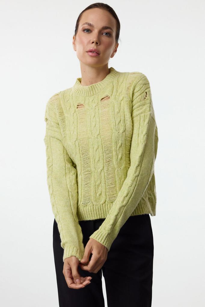 Women's Elegance Style Sweater Black Cotton Hair Knit Knitwear Sweater