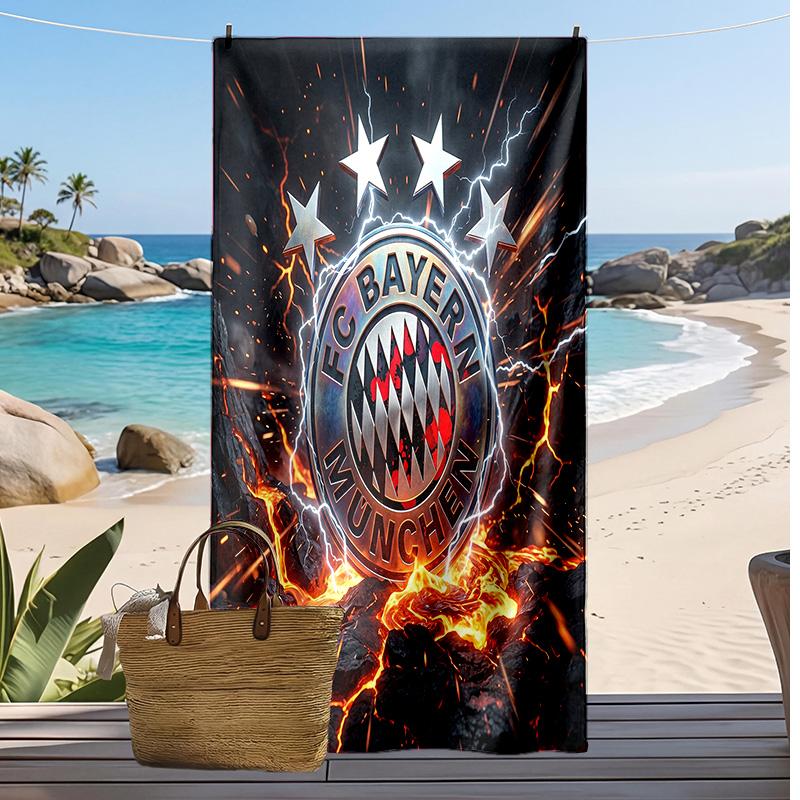 Asciugamano da Spiaggia Stampato Bayern Monaco Asciugamano Morbido ad Asciugatura Rapida Coperta da Spiaggia Rettangolare Grande Portatile per Viaggi Piscina