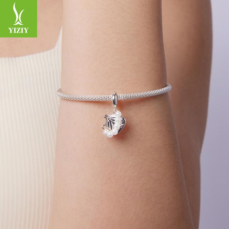 S925 Sterling Silver Bead Handbag Pendant Jewelry Accessories Elegance Temperament Charm Beads