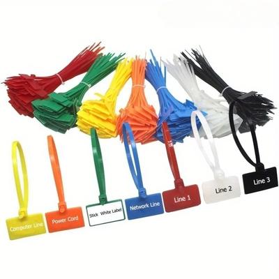 50 Stück/Los 4*150mm Nylon Kabelbinder Etikett Kunststoff Schlaufenbinder Markierer Kabel-Etikett Selbstverriegelnde Kabelbinder