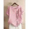 Womens Solid Color Button Short Sleeve Shirt Casual Daily Vacation