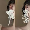 Silver Needle White Heart Tassel Earrings: Luxurious, Versatile, and Stylish Stud Earrings for Women.