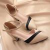 Closed Sandals for Women Pointed Toe Block Heel Color Woman Shoes Spelling Cheap Liquidation New Breathable Fashion Pvc Daily