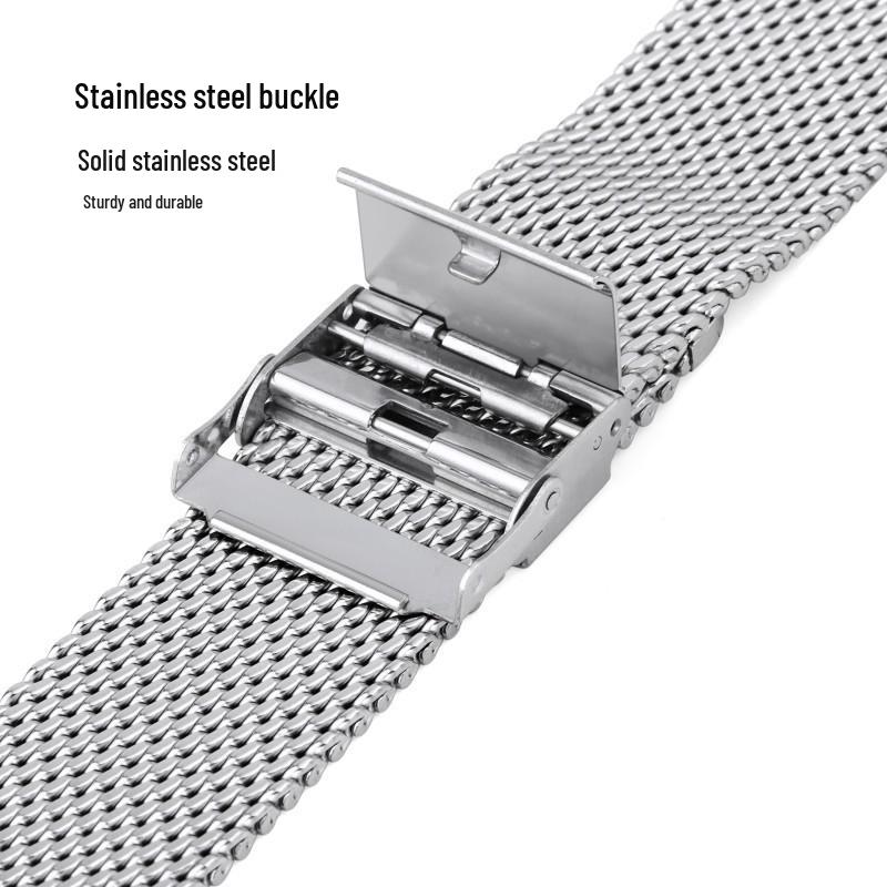 Milan Nise 1.0 Thick Line Double Buckle Watch Strap, Compatible with DW Stainless Steel Mesh, 20/22/24mm.