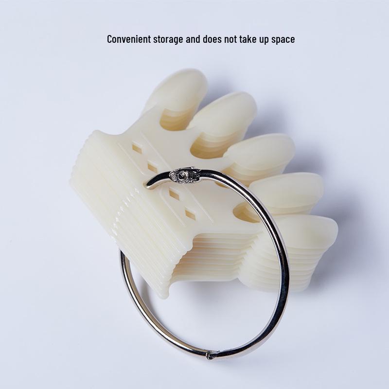 Nail Art Display Chart: Transparent Natural Color Tips with Crown Design - 5 Fingers Fake Nails