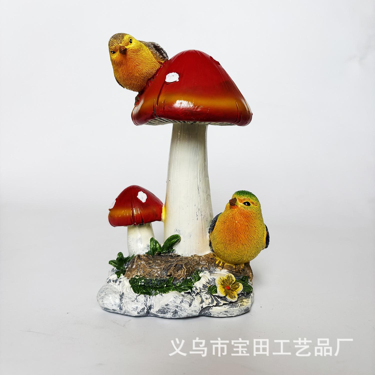 New Outdoor Garden Garden Resin Statue Ornament Mushroom Bird Design Home Desktop Resin Ornament