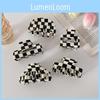 Stylish Black And White Checkered Pattern Geometric Hair Claw Clip For Women