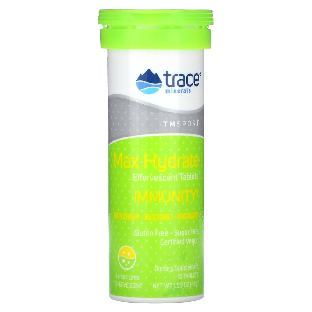 Tm Sport, Max-Hydrate, Immune Boost Tablets, Lemon Lime Flavor, 8 Tubes, 10 Tablets Each