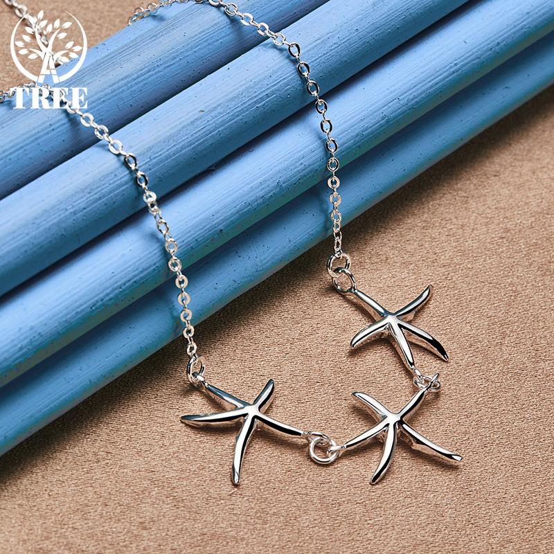 

Ожерелье AliZero из стерлингового серебра 925 пробы с тремя пятиконечными звездами, 18 дюймов, подходит для свадебных вечеринок, модные ювелирные изделия 45cm