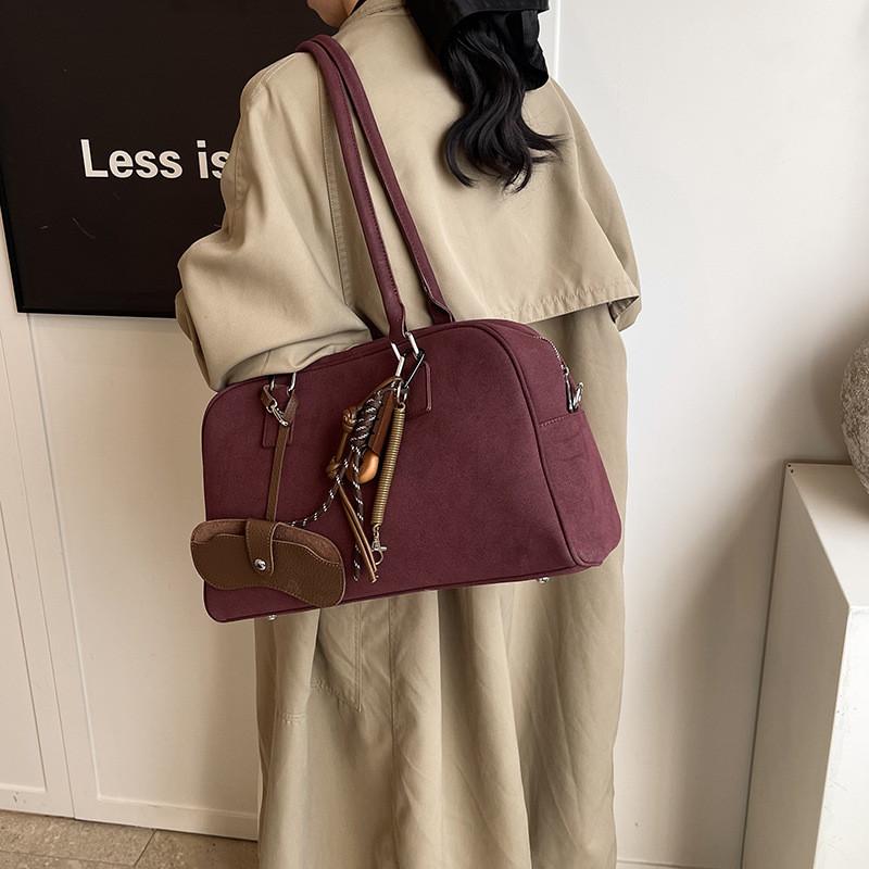 Boston Style Handbag Small Pu With Seaming Details For Work Or Casual