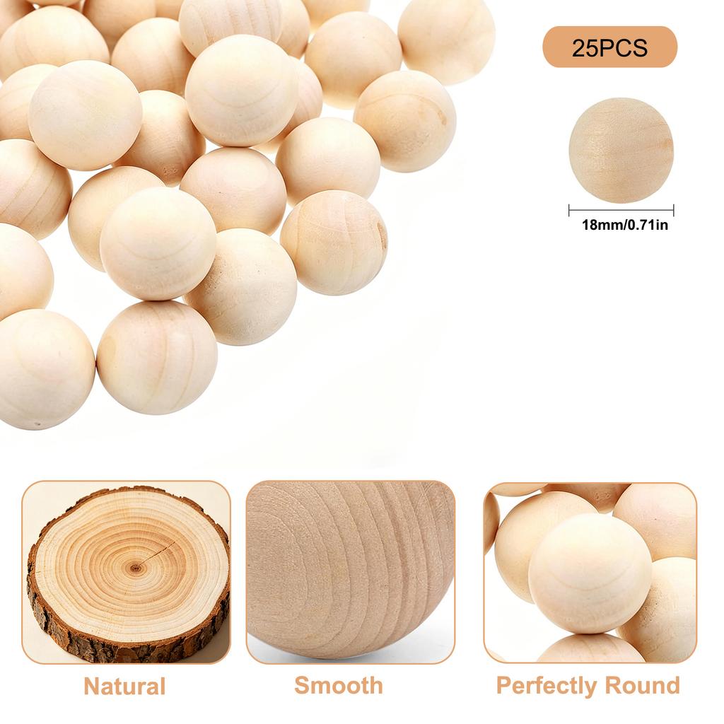 1-50Pcs Wood Ball Dia 6mm-75mm Wooden Primary Color Solids Round Wooden Ball Decoration DIY Home Painted Parts
