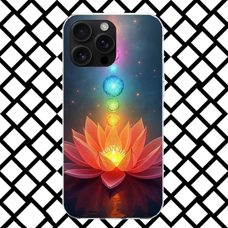 Yoga Chakra Spirituelle Energie Universum Handyhülle für iPhone 17 Air 16 16E 15 14 Plus 13 Mini 12 11 Pro Max 7 8 + SE 2020 Weich Co